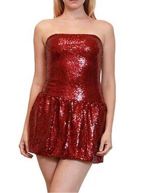 Steve Madden NWT sequin removable Straps drop waist bubble dress size M